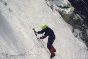 Heikler Quergang mit nur einem Eisgerät